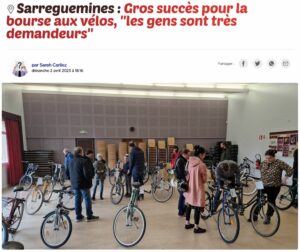 Lire la suite à propos de l’article Radio Mélodie 02/04/2023 : Sarreguemines : Gros succès pour la bourse aux vélos, « les gens sont très demandeurs »