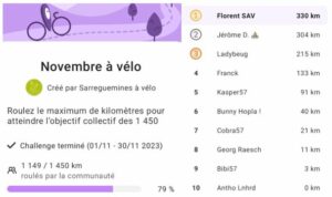 Lire la suite à propos de l’article Défi GEOVELO novembre 2023 : 1149 km!